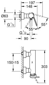GROHE 33577003 - Baterie de duș PLUS DN 15, crom lucios