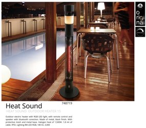 Încalzitor electric de exterior IP55 cu iluminat LED RGB Heat Sound SV-748719