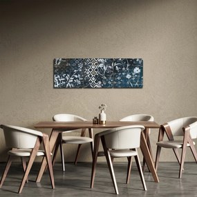 Tablou - Decorațiuni flori (cu ceas) (90x30 cm)