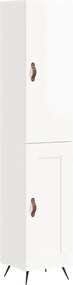vidaXL Dulap înalt, alb extralucios, 34,5x34x180 cm, lemn prelucrat