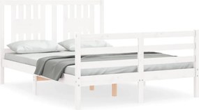 vidaXL Cadru de pat cu tăblie dublu mic, lemn masiv