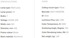 Aplica de perete cu lumina ambientala LED Jupiter, diametru 44,8cm