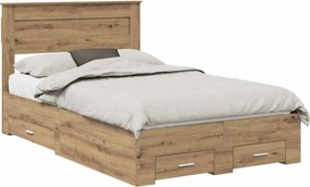 vidaXL Cadru de pat Stejar Artizanal 120 x 190 cm Lemn compozit