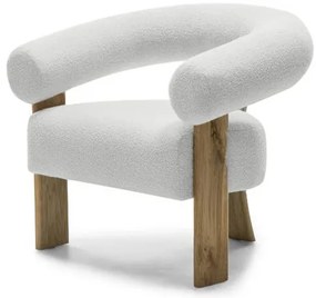 Fotoliu design alb KOKEI, stejar