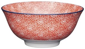 Bol roșu din ceramică Kitchen Craft Floral, ø 16 cm