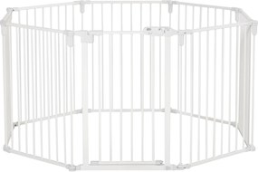 PawHut Welpenauslauf Freigehege pentru câini Grilaj de protecție cu ușă Grilaj de protecție pentru șeminee flexibil pliabil 8 panouri fiecare de 60 x 76 cm Alb | Aosom Romania