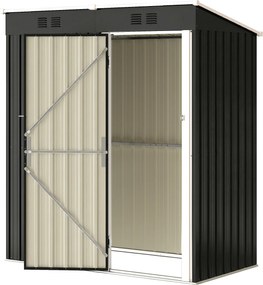 Outsunny Șopron exterior pentru grădină 1,37 m² 163x90x179 cm cu ușă cu încuietoare și grile de ventilație Gri închis | Aosom Romania