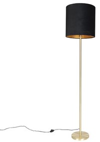 Lampă de podea clasică din alamă cu abajur negru 40 cm - Simplo