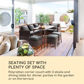 Titania Dining Lounge, set de grădină, maro / gri închis