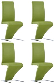 Scaune de bucatarie in zigzag, 4 buc., verde, piele ecologica 4, Verde