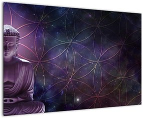 Tablou - Buddha cu florile vieții (90x60 cm)