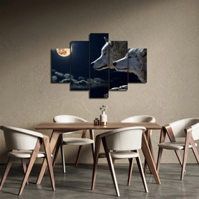 Tablou cu lupi în lună (150x105 cm)