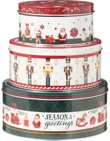 Set de 3 cutii metalice de Crăciun SeasonsGreetings
