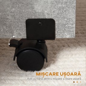 HOMCOM Masă Pliabilă din Lemn cu Roți, pentru 4-6 Persoane, 75x140x75 cm, Gri | Aosom Romania