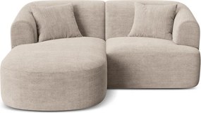 Colțar maro deschis cu tapițerie din catifea reiată (cu colț pe partea stângă/cu șezlong) Campi – Cosmopolitan Design