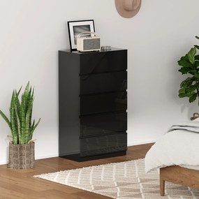 HOMCOM Comoda cu 5 sertare Comoda de stil modern pentru dormitor intrare living 55x34x100 cm Negru | Aosom Romania