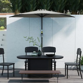 Outsunny Umbrela Semicirculara de Perete pentru Gradina cu Deschidere cu Manivela din Poliester, Gri 269x138x236cm | Aosom Romania