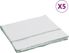 vidaXL Lavete de curățat, 5 buc., alb cu dungi verzi, 50x60 cm
