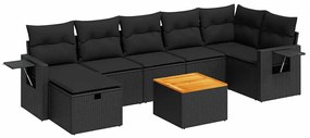 3325821 vidaXL Set mobilier de grădină cu perne, 8 piese, negru, poliratan