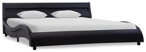 Cadru de pat cu LED, negru, 140 x 200 cm, piele ecologica Negru, 140 x 200 cm