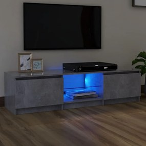 Comoda TV cu lumini LED, gri beton, 140x40x35,5 cm