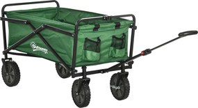 Outsunny Carucior cu rotile pliabil carucior de transport cu rotile incarcare 40 kg maner ajustabil 83 x 50 x 99 cm verde inchis | Aosom Romania
