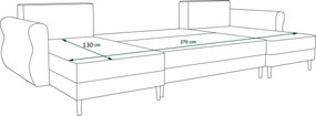 Coltar extensibil in forma de U SILVIANO, verde inchis, 300x140 cm + 2 perne GRATUIT