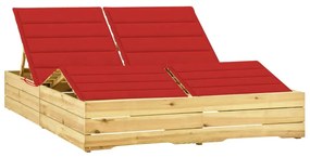 3065990 vidaXL Șezlong dublu și perne roșii, lemn de pin tratat