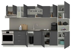 Set Bucatarie Karo V31, Antracit/Alb, Blat Thermo 28 mm, L 340 cm