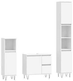 3190221 vidaXL Set mobilier de baie, 3 piese, alb, lemn compozit