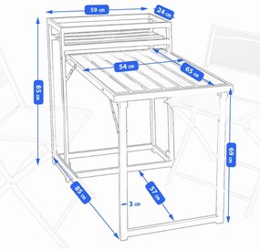 Set de mobilier de terasă pliabil în negru