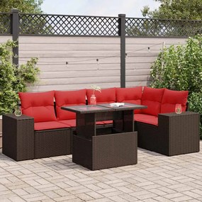 vidaXL Set canapele de grădină cu perne, 6 piese, maro, poliratan