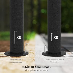 Outsunny Foișor Grădină 3x3x2.9m, Copertină Exterior cu Acoperiș Dublu, Perfect pentru Grădină, Gazon, Curte, Bej | Aosom Romania