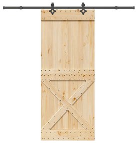 vidaXL Ușă glisantă cu set de feronerie 95x210 cm, lemn masiv de pin