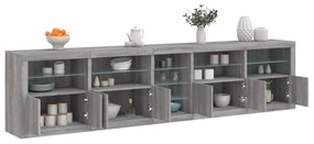 vidaXL Dulap cu lumini LED, gri sonoma, 283x37x67 cm