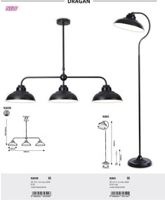Lustra cu 3 surse de iluminat design industrial Dragan negru