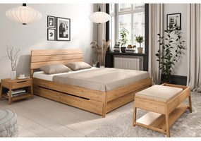 Pat matrimonial în culoare naturală din lemn de stejar 200x200 cm Twig – The Beds