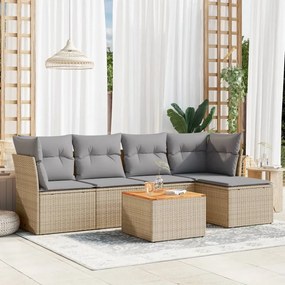 vidaXL Set canapele de grădină, 6 piese, cu perne, bej, poliratan