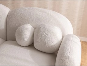 Colțar crem cu tapițerie din țesătură bouclé (cu colț pe partea dreaptă/cu șezlong) Orbit – Ropez