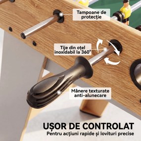 SPORTNOW Fotbal de Masă, 89 cm, Set Joc, Marcatori Manuali, Stejar Galben | Aosom Romania