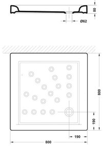 Cadita dus patrata Gala Atlas, 80x80 cm, alba 800x800 mm