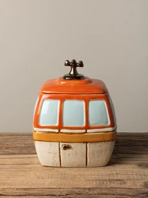 Cutie decorativa, din ceramica, portocalie, Box Cable