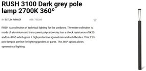Stalp LED iluminat exterior simetric 360º IP65 RUSH 310cm 2700K