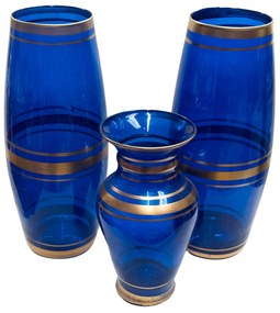 Set 3 Vaze Albastre din Sticla