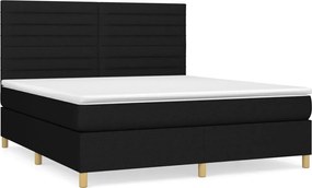 vidaXL Pat box spring cu saltea, negru, 180x200 cm, catifea