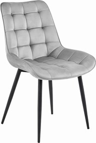 Scaun din catifea BERA gri deschis cu picioare negre