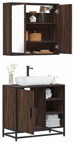 vidaXL Set mobilier de baie, 2 piese, stejar maro, lemn prelucrat