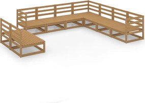 vidaXL Set mobilier de grădină, 9 piese, maro miere, lemn masiv de pin