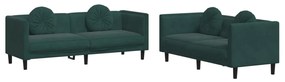 3209259 vidaXL Set canapea cu perne, 2 piese, verde închis, catifea