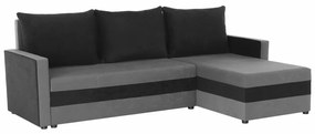 Coltar extensibil modern, cu spatiu depozitare, universal, stanga-dreapta, stofa gri negru, 219x139 cm, Bortis Impex